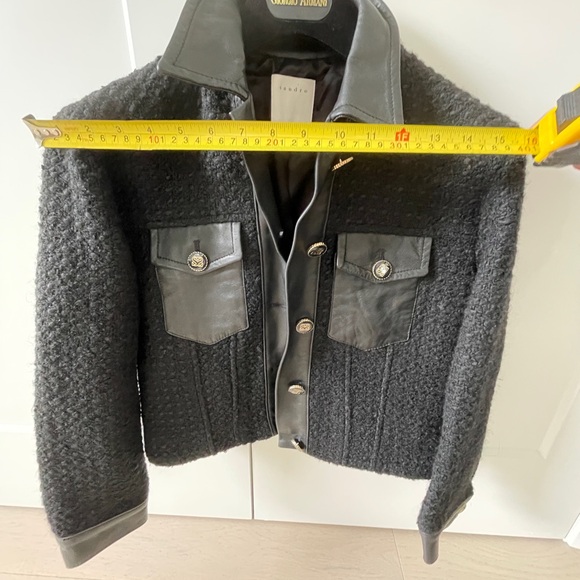 Sandro womens cropped leather tweed jacket in great condition - Picture 7 of 9